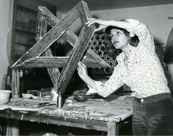 Monir Shahroudy Farmanfarmaian in her studio in Iran, 1975